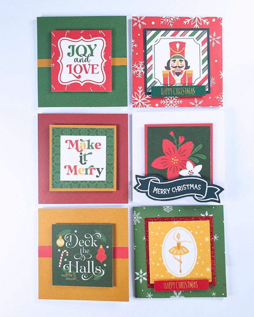 Christmas Cards created using the Nutcracker Christmas Patterned Paper collection from Echo Park Paper