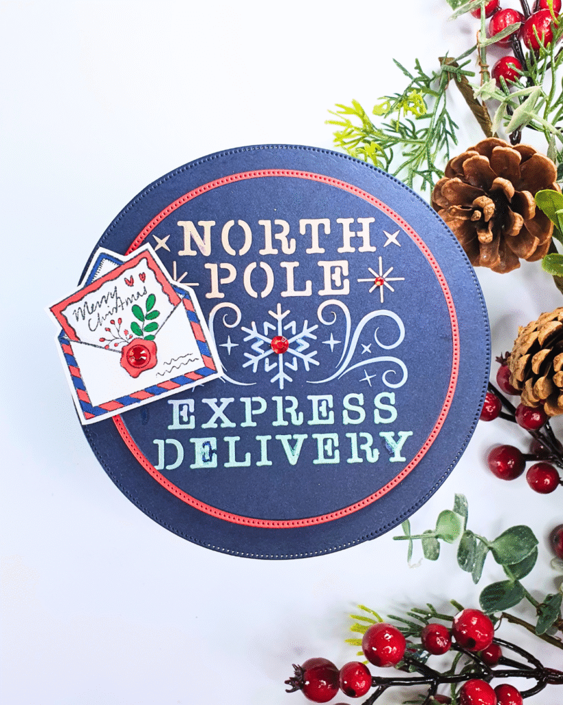 Handmade Christmas Card showing stenciling techniques created with the Chloe's Creative Cards Magazine Box Kit 17