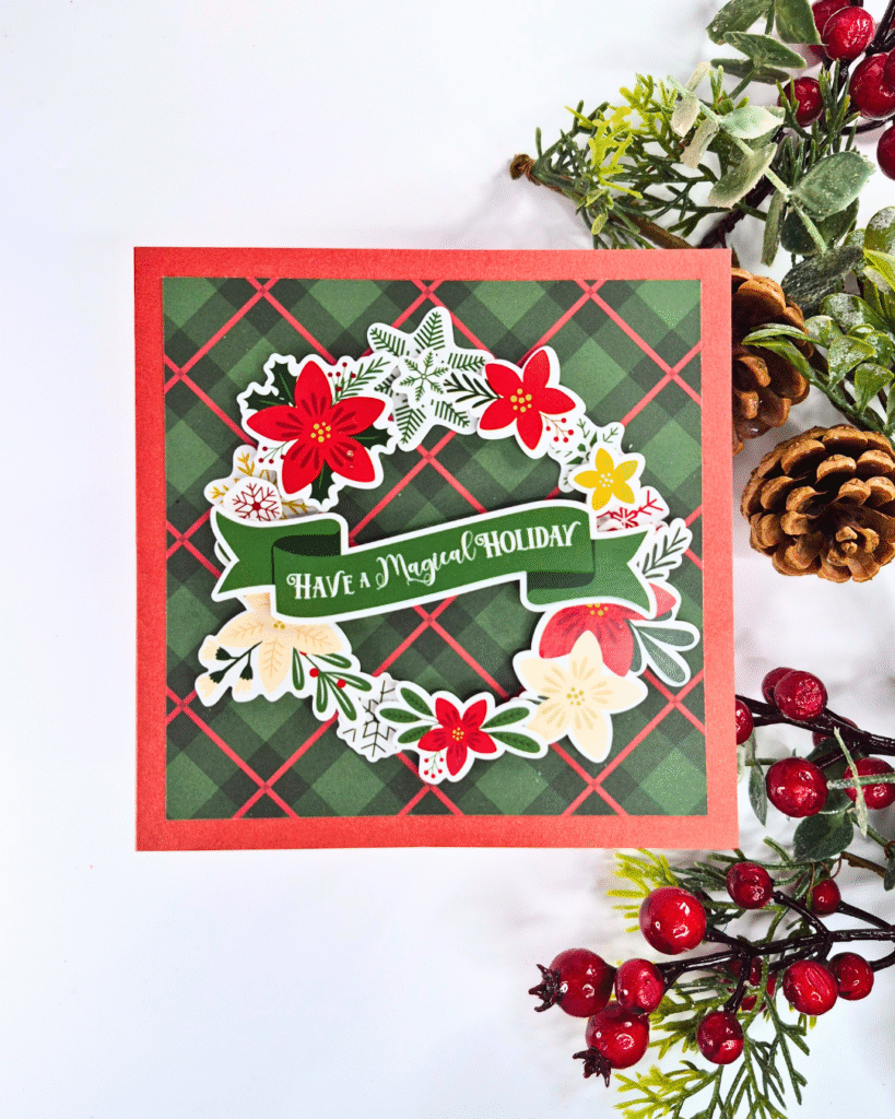 Handmade Christmas Card showing how to use your scraps using the Nutcracker Christmas collection from Echo Park