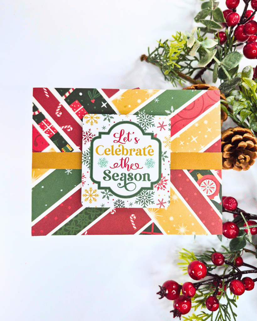 Handmade Christmas Card showing how to use your scraps using the Nutcracker Christmas collection from Echo Park