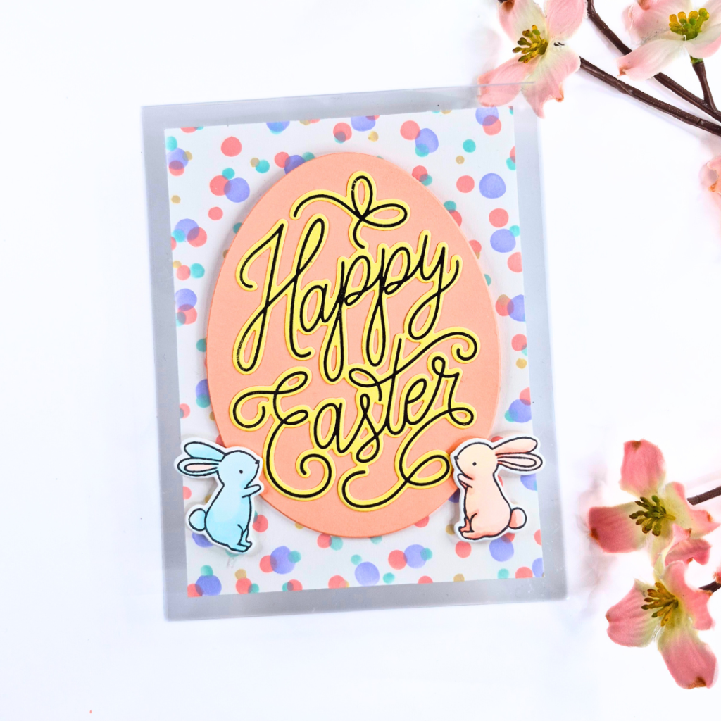 Handmade acetate card created using the Egg-Stra Special Spring release from Hero Arts