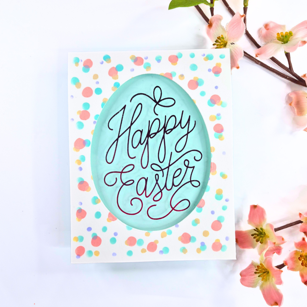 Handmade acetate card created using the Egg-Stra Special Spring release from Hero Arts