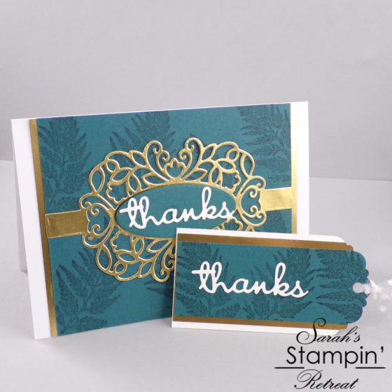 Thank You card and matching tag with Detailed Bands