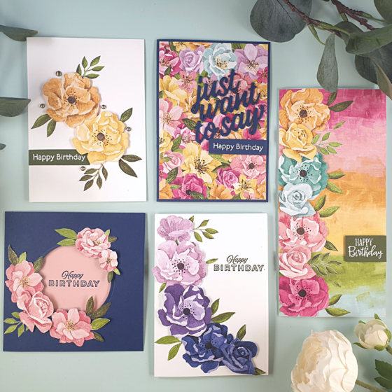 5 Handmade Floral Birthday Cards using Hues of Happiness from Stampin Up