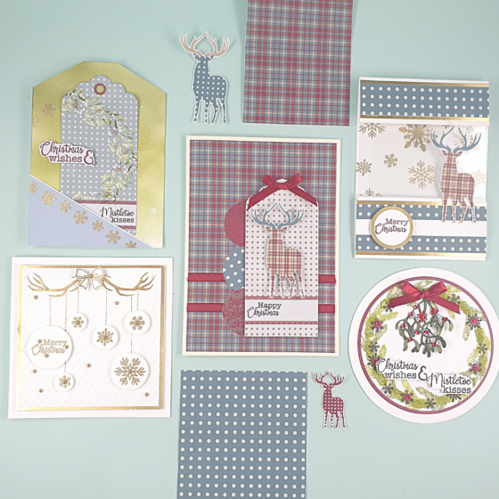 Handmade Christmas Cards created using the John Next Door Magazine Box Kit