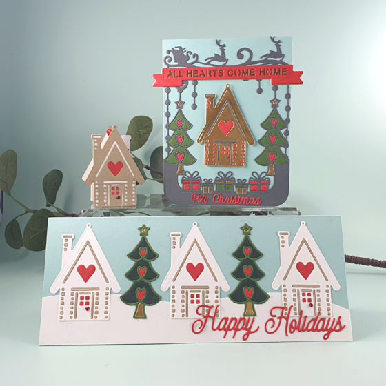 Christmas Cards created with the All Hearts Come Home A2 Card Front Dies from Spellbinders Paper Arts