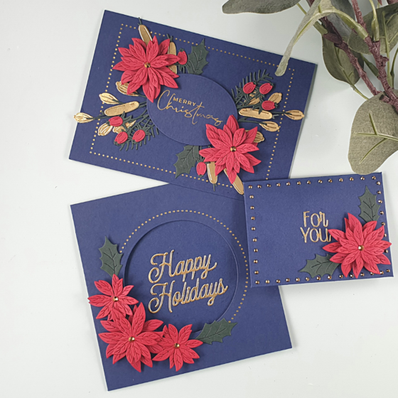 Beautiful Handmade Cards with Christmas Florals using the Holiday Blooms dies from Spellbinders