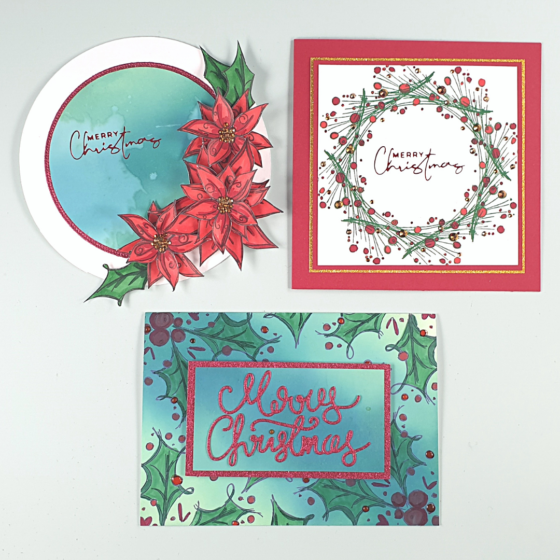 3 cards to show off your Christmas Floral Stamps
