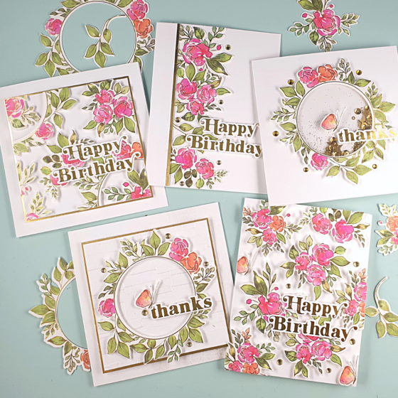 Handmade Cards created with Pink Fresh Studios English Garden Washi Tape