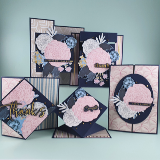 Simple Fancy Fold Card Designs created using patterned papers