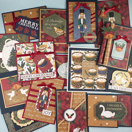 Handmade Christmas Cards created using the Cut-Apart pieces from the First Edition 12 Days of Christmas Paper Pad