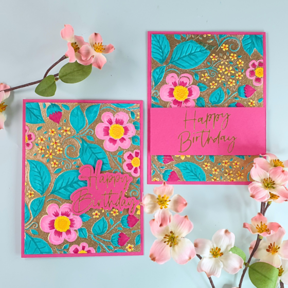 Level Up Your Embossing with these handmade cards created with the Spellbinders 3D Embossing Folder of the Month