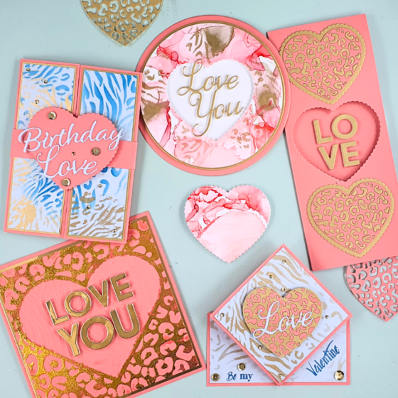 Heart Cards created by Sarah Phelan using the latest Crafter's Companion magazine