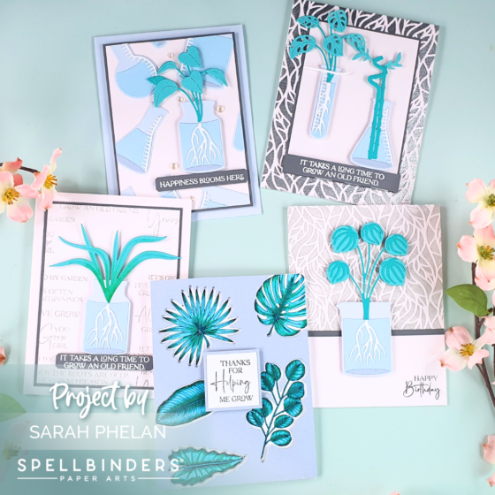 Handmade Cards created with Fun Background Techniques using the Propagation Garden collection from Spellbinders