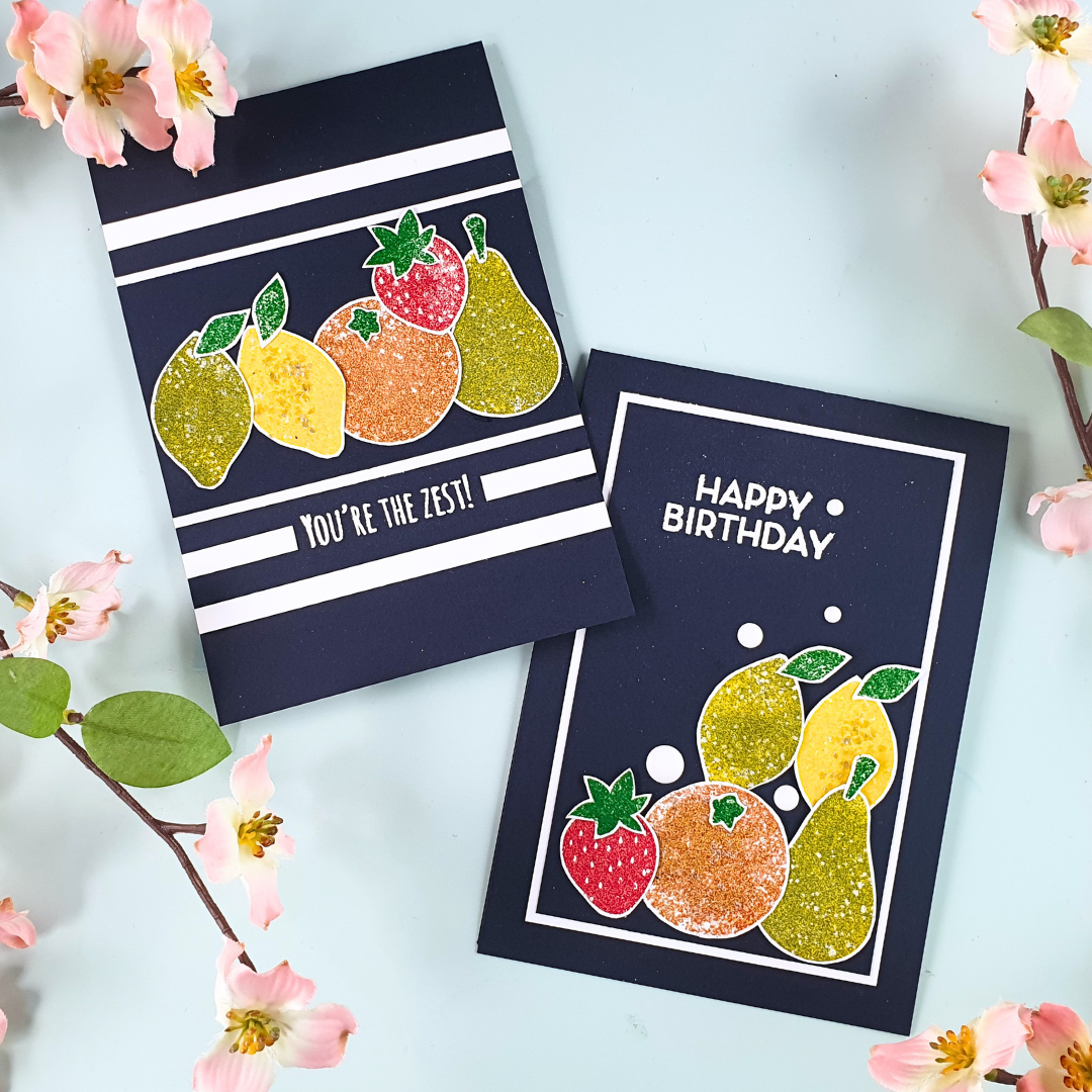 Handmade Cards created using the Citrus Quad of Mixed Media Embossing Powders from Wow! Embossing