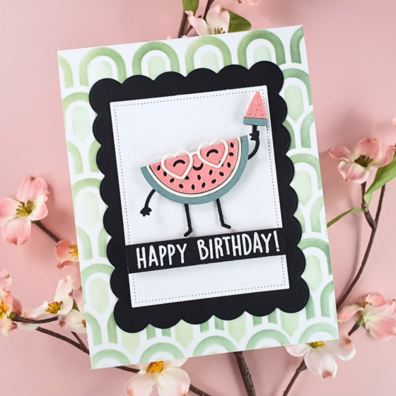 Interactive Dancing Watermelon card created by Sarah Phelan from Sarah's Stampin' Retreat using the Deluxe Caboodle free gift from Spellbinders