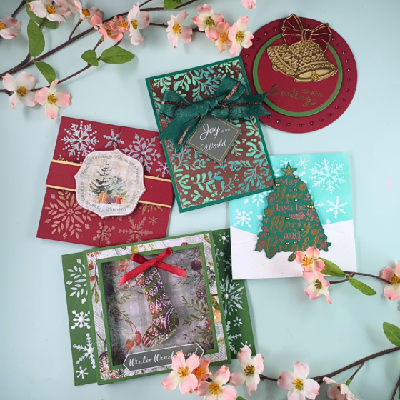 Handmade Christmas Cards using Heat Embossing Techniques with the latest Crafter's Companion Magazine Box Kit