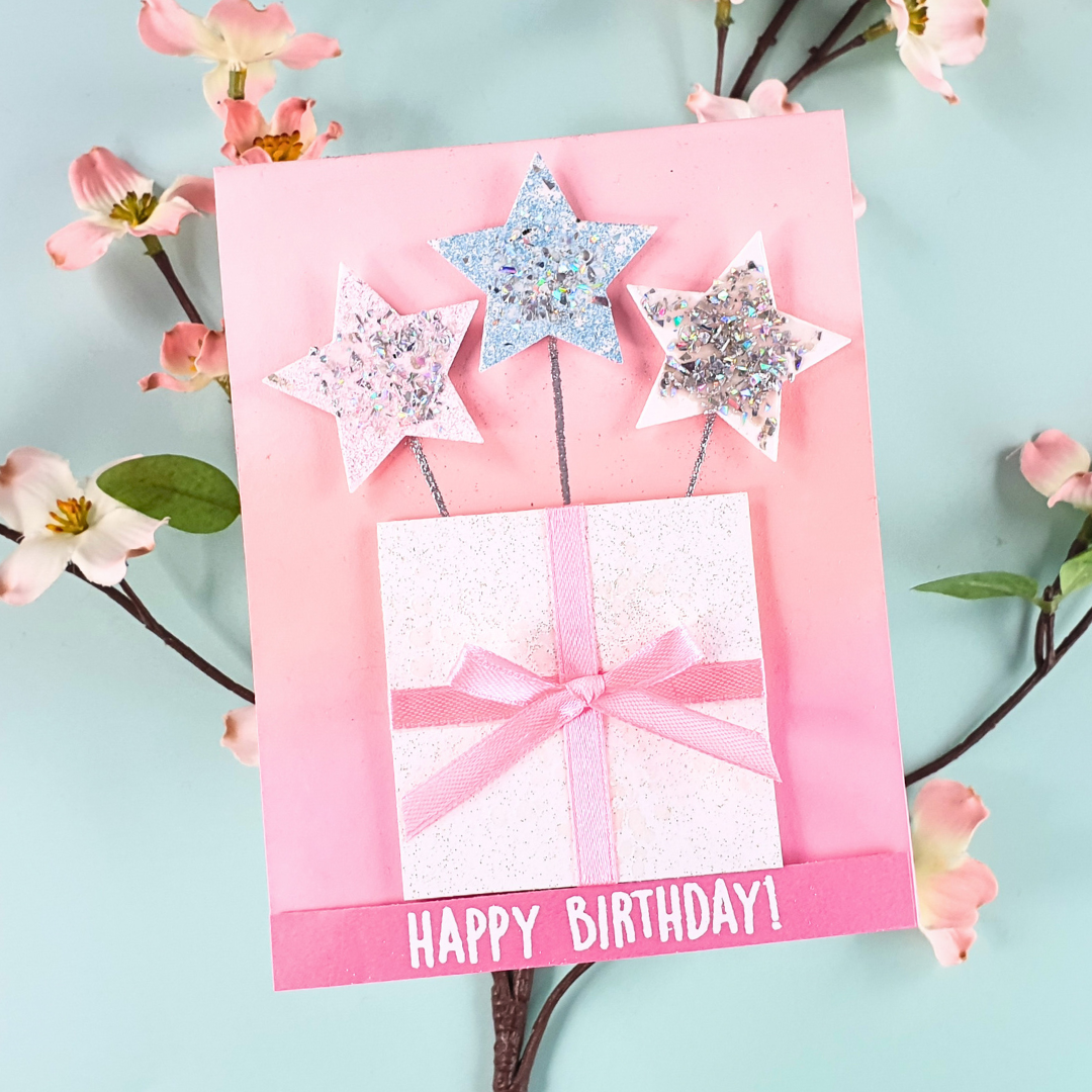 Handmade Birthday Card created using Basic Shapes and Glitter Embossing Powders from Wow! Embossing