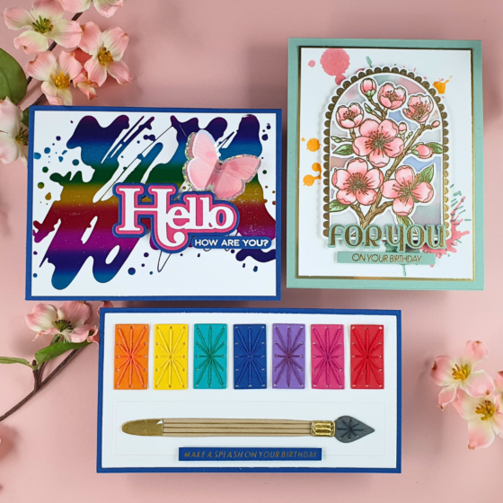 Handmade Rainbow Cards created using Spellbinders August 2024 Club Kits