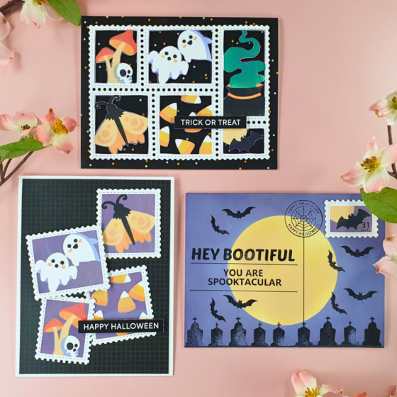 Handmade Halloween Cards using the new Spooktacular collection from Waffle Flower Crafts