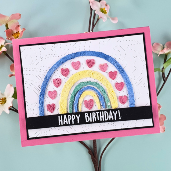 Rainbow Card created with a new embossing technique using the Puff Powders from Wow