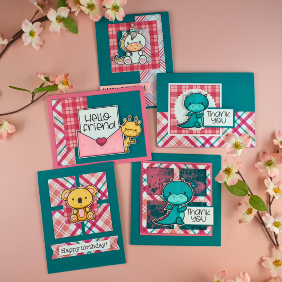 Cute Cards created to make the most of your patterned paper with the Card Cut Essentials Dies from Pink & Main