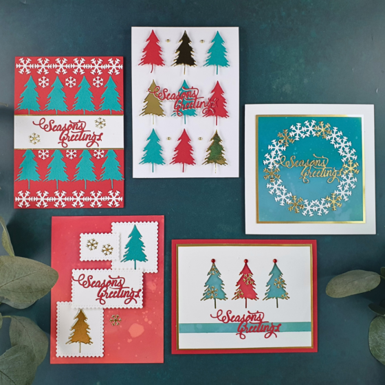 Handmade Christmas Cards showing how to use your smaller dies with the latest Die-Cutting Essentials Magazine