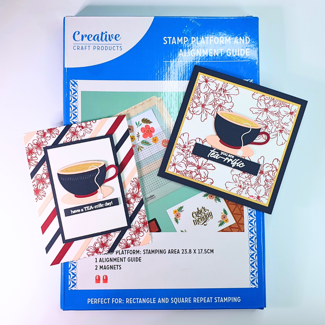 Handmade Cards created to show how to use the Creative Craft Products Stamp Platform and Alignment Guide