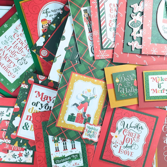 Christmas Cards created using the Nutcracker Christmas Patterned Paper collection from Echo Park Paper