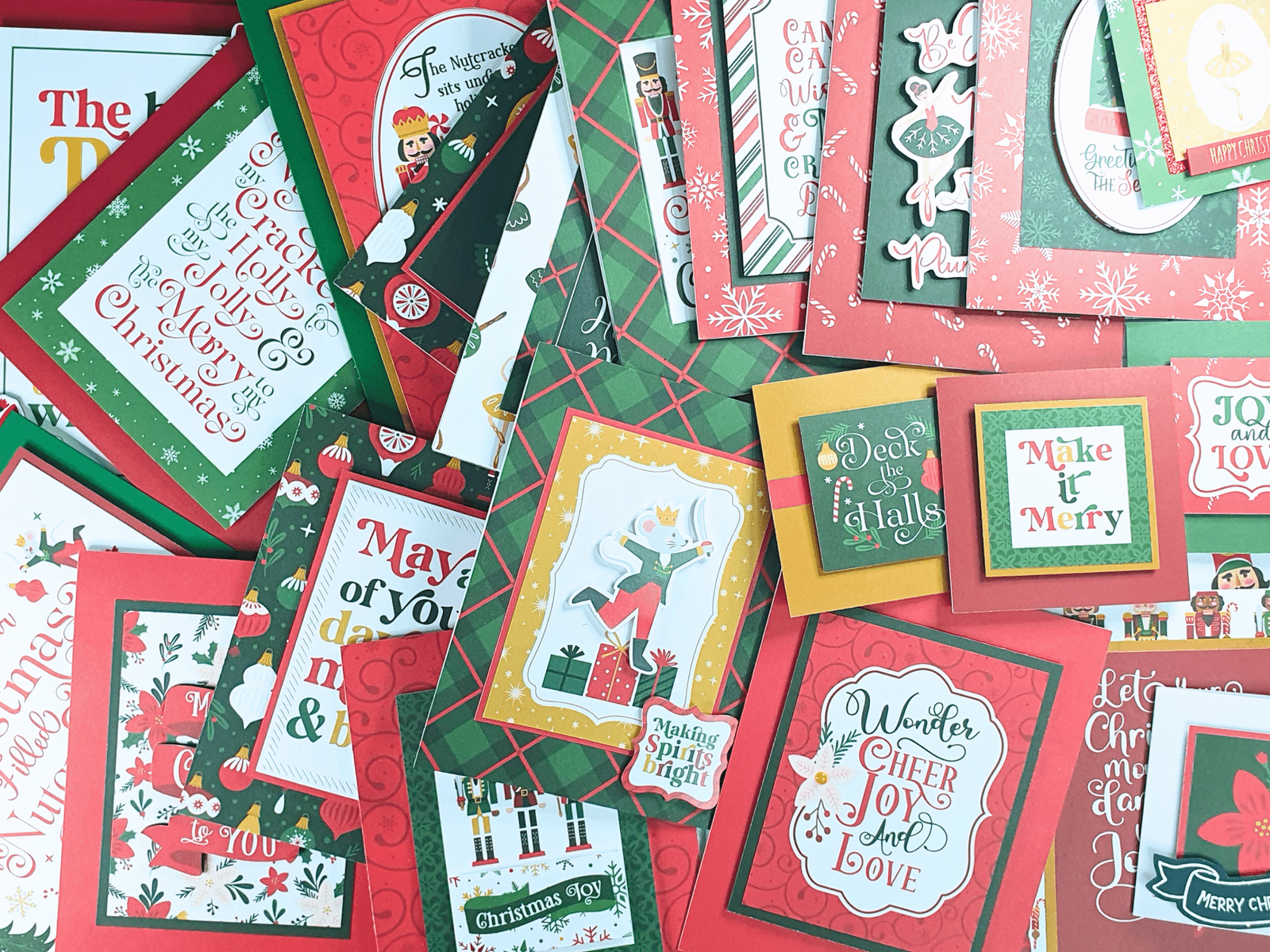 Christmas Cards created using the Nutcracker Christmas Patterned Paper collection from Echo Park Paper