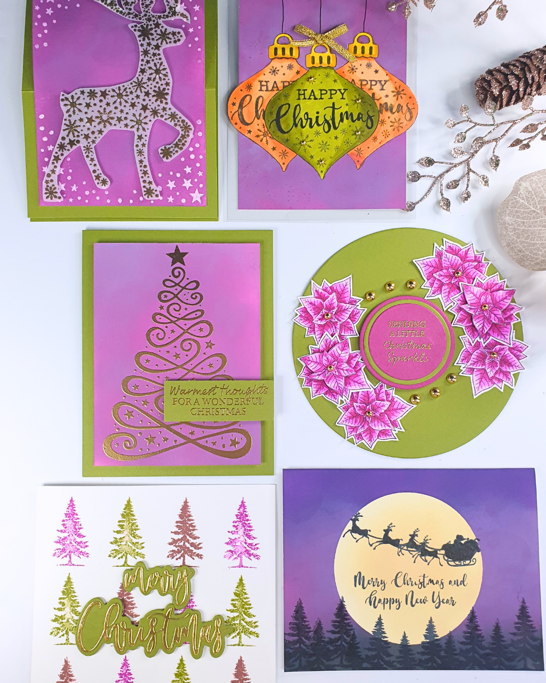 Handmade Christmas Cards created using the gift from Simply Cards and Papercraft Magazine 274
