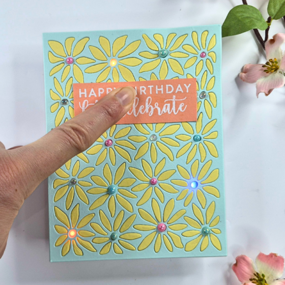 How to Create an Interactive Light Up Floral Card using supplies from Chibitronics and Hero Arts