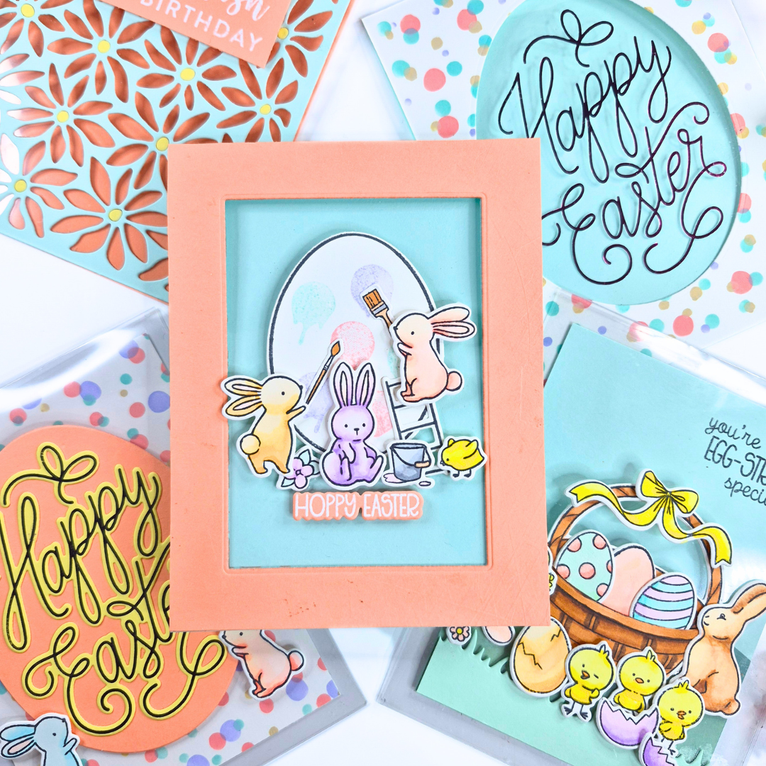 Handmade acetate cards created using the Egg-Stra Special Spring release from Hero Arts