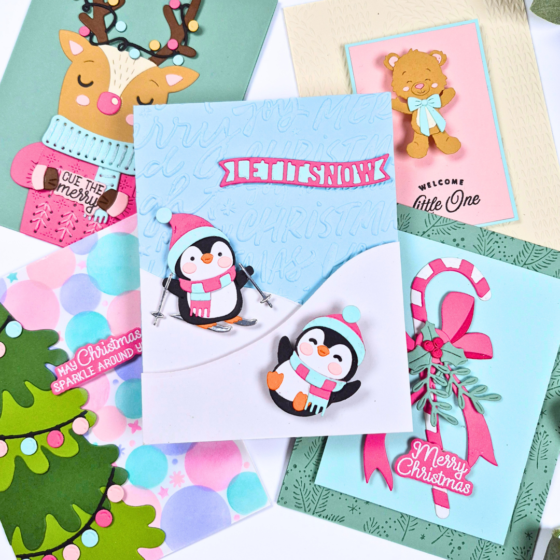 Handmade Card created by Sarah Phelan from Sarah's Stampin Retreat using the Christmas in July Clubs from Spellbinders
